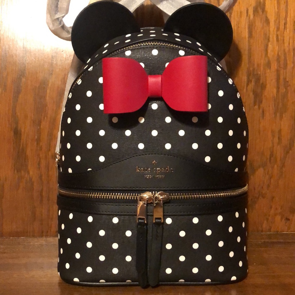 NWT-Disney x Kate Spade-Minnie Mouse-Dome Backpack-Polka Dots & Red Bow-$329